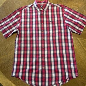 Carhartt Shirt Men's Large Tall Red Plaid Button Up Short Sleeve